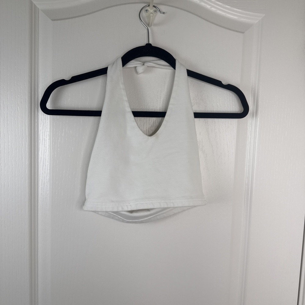 Brandy Melville Knotted Halter Crop Top Cream One Size Y2K Coquette Soft Girl